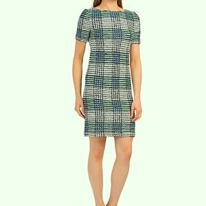 ST JOHN Knit Plaid sheath Dress